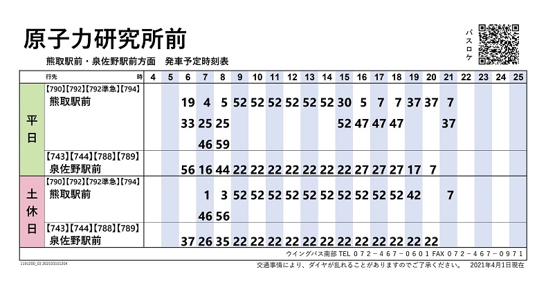 バス時刻表 京都大学複合原子力科学研究所